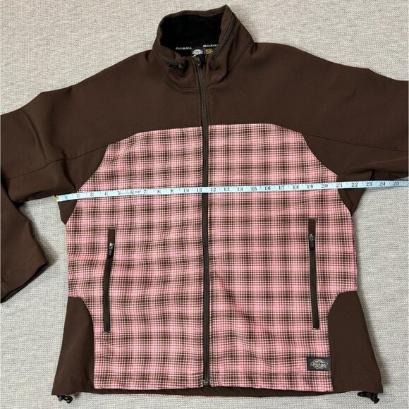 Dickies Full Zip Jacket Womens Size L Brown Pink Plaid Lined Long Sleeve Pockets - Picture 11 of 16